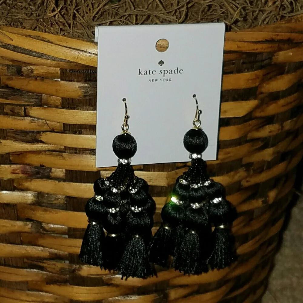 kate spade Black Multi-Tassel Statement Earrings